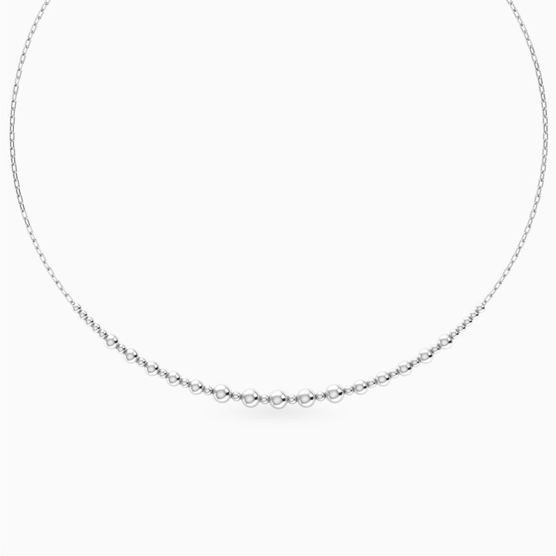 Waves by L'azurde Graduating Beads Necklace in Silver - Image 1